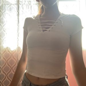 White cropped top